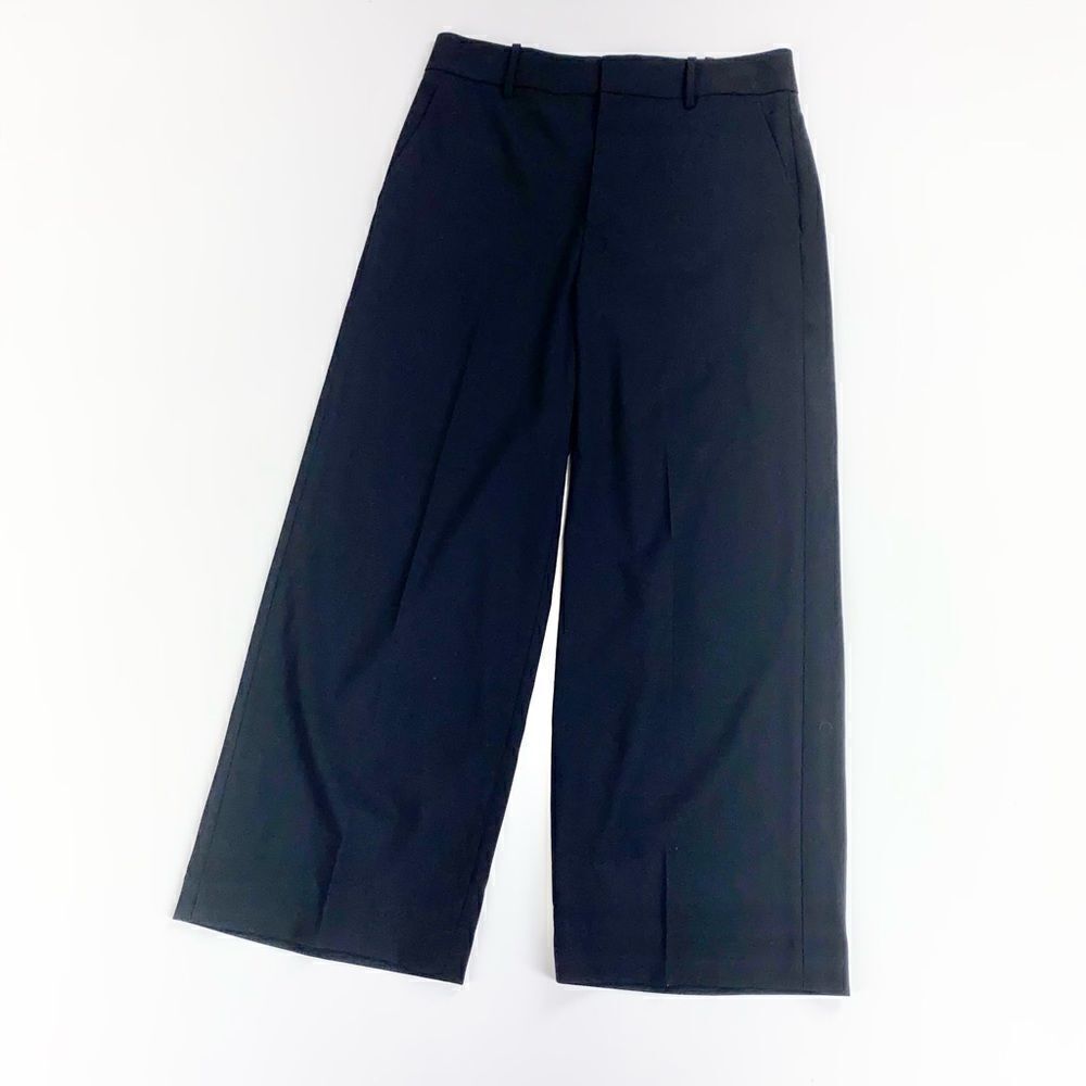 Vince straight leg wool blend cropped black trouser pant 4